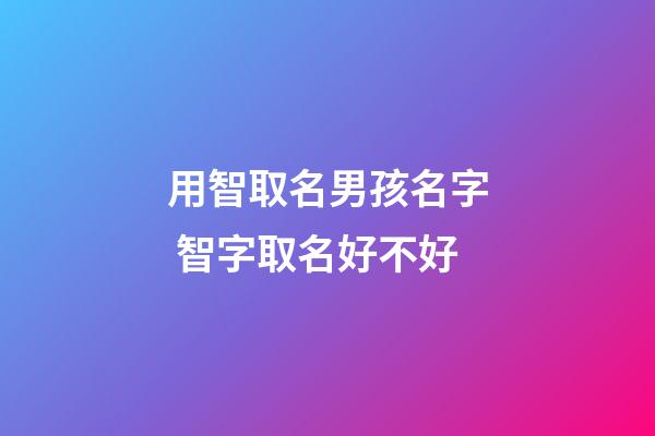 用智取名男孩名字 智字取名好不好